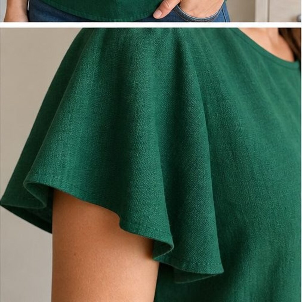 Emerald Ruffle Blouse - Picture 5 of 6